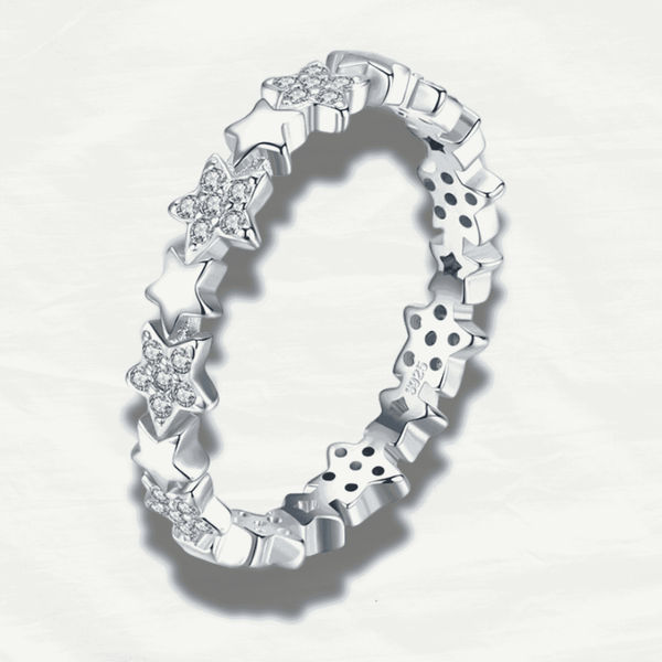 Chic Sterling Silver Stars CZ Ring - Odds & Ends Novelties