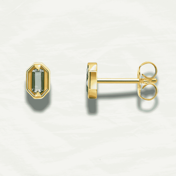Emerald Gold Plated Sterling Silver Ear Studs - Odds & Ends Novelties