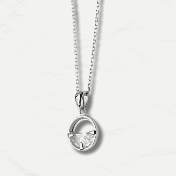 Silver Crystal Round Minimalist Pendant Necklace - Odds & Ends Novelties