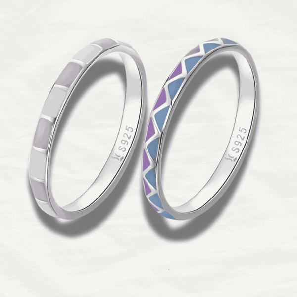 925 Sterling Silver Light Pink Check Ring - Odds & Ends Novelties