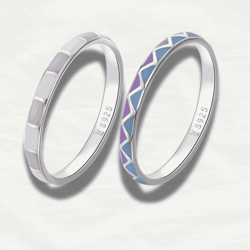 925 Sterling Silver Light Pink Check Ring - Odds & Ends Novelties