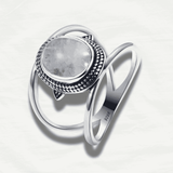 Luxury Rainbow Moonstone Ring - Solid 925 Silver