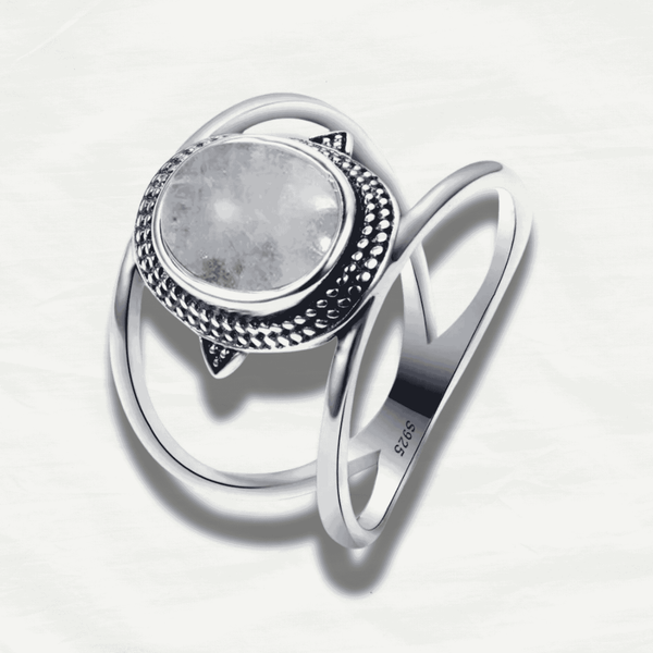 Luxury Rainbow Moonstone Ring - Solid 925 Silver