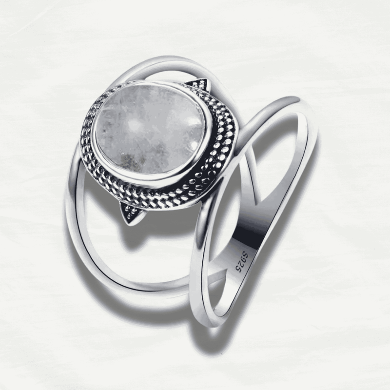Luxury Rainbow Moonstone Ring - Solid 925 Silver