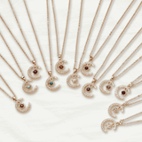 Moon Star Birthstone Crystal Necklace for Women - Odds & Ends Novelties