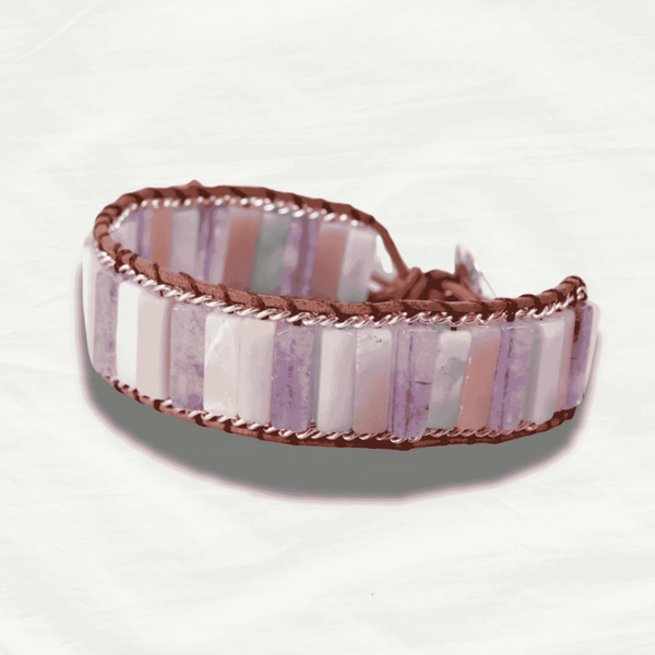 Bohemian Natural Stone Leather Wrapped Bracelet - Odds & Ends Novelties