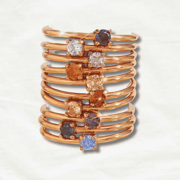 Personalized Gold-Plated Birthstone Zodiac Rings - Odds & Ends Novelties