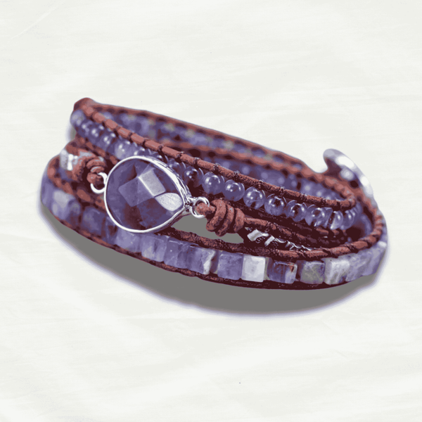 Chic Handmade Purple Crystal Leather Bracelet