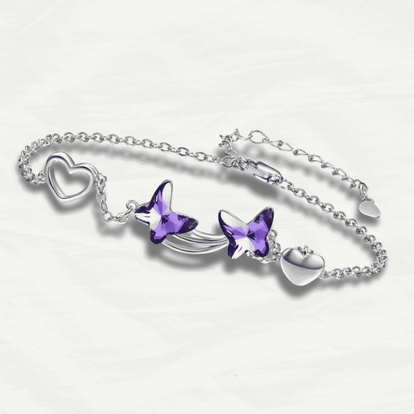 Elegant Purple Crystal Butterfly Bracelet