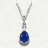 Elegant Blue Sapphire Pure Silver Pendant Necklace - Odds & Ends Novelties