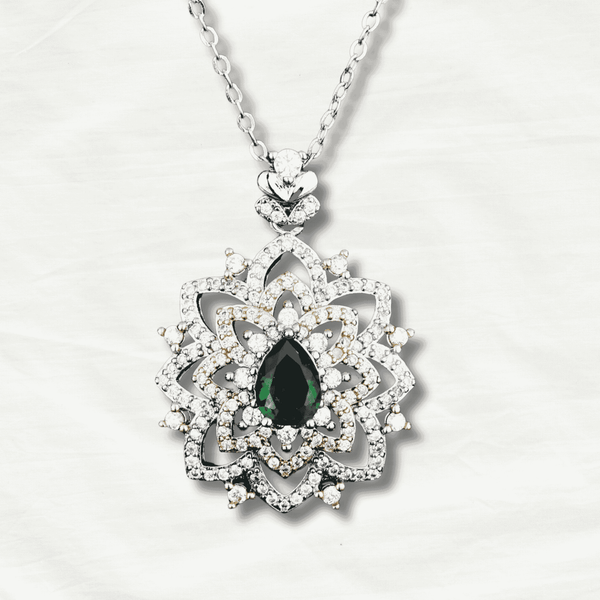 18K Multi Gold Natural Emerald & Diamond Necklace - Odds & Ends Novelties