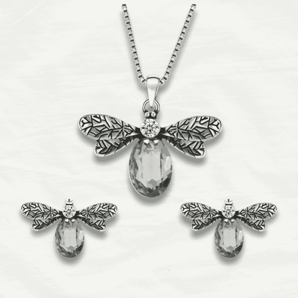 Boutique Bee Gem Necklace & Earring Set