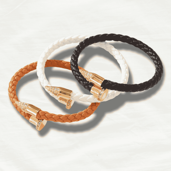 Chic Woven Nail Shaped Leather Bracelet