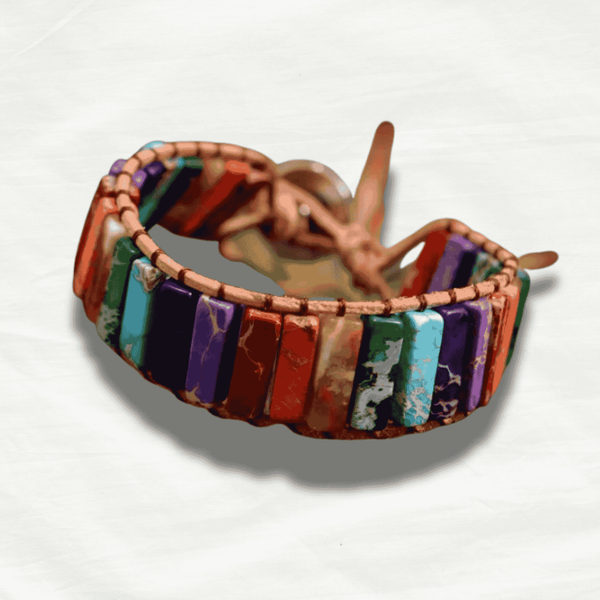 Boho Natural Stone Leather Wraped Bracelet - Odds & Ends Novelties