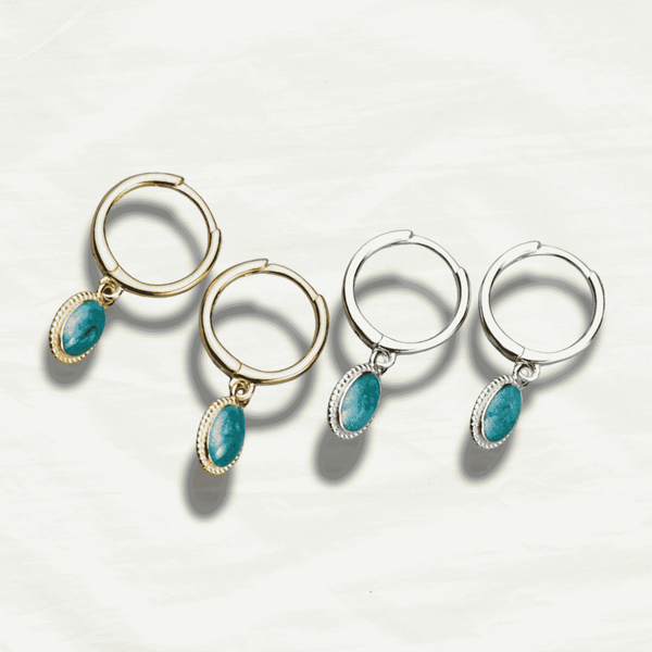 Turquoise Vintage Boho Drop Earrings in Silver - Odds & Ends Novelties
