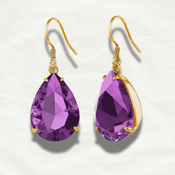 Chic Birthstone Silver Teardrop Earrings