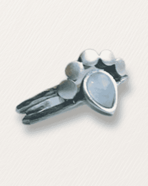 Silver hair clip with heart design on a white background