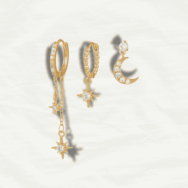 Celestial Gold-Plated Star & Moon Tassel Earrings - Odds & Ends Novelties