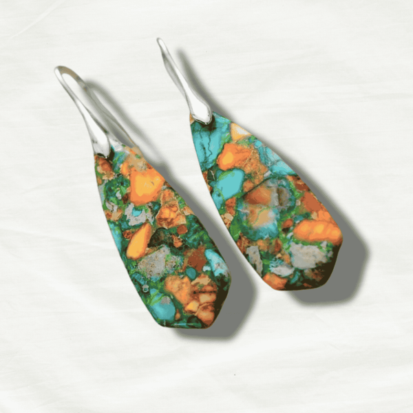 Boho Natural Jasper Dangle Earrings