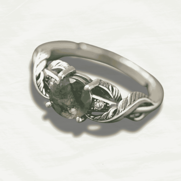 Vintage Aquatic Onyx Feather Ring - Odds & Ends Novelties
