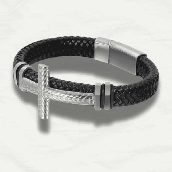 Christian Cross Premium Leather Bracelet - Odds & Ends Novelties