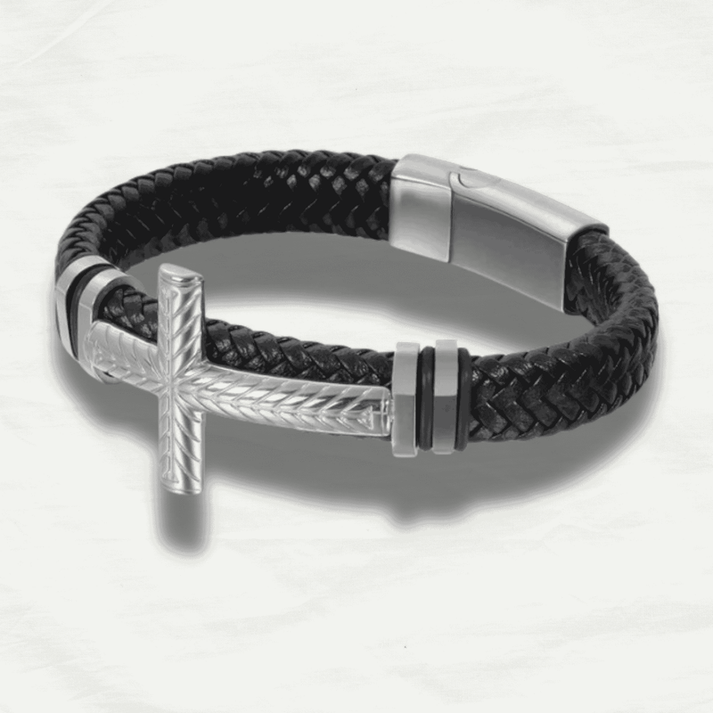 Christian Cross Premium Leather Bracelet - Odds & Ends Novelties