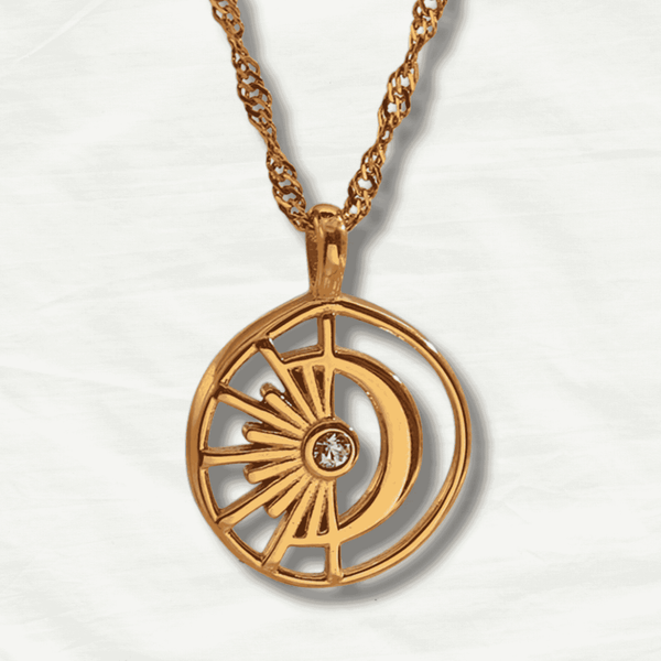 Boutique Gold Plated Moon & Sun Pendant Necklace