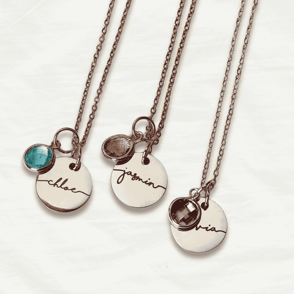 Engraved Birthstone Necklace - Perfect Gift - Odds & Ends Novelties