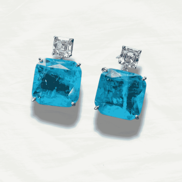 Chic Silver Paraiba Tourmaline Diamond Drop Earrings - Odds & Ends Novelties