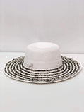 Boho straw sun hat with animal-print band, women’s summer accessory