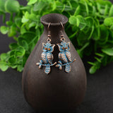 Owl Earrings Vintage Red Alloy Bohemian Style - Odds & Ends Novelties