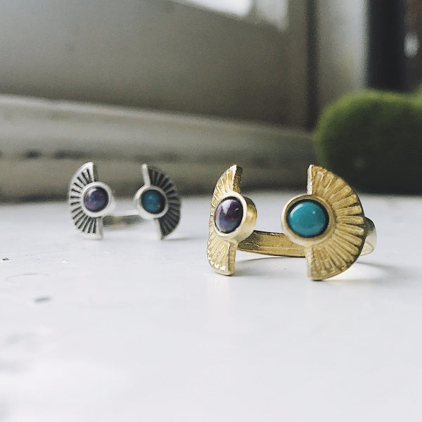 Dawn to Dusk Celestial Two-Stone Sunburst Ring