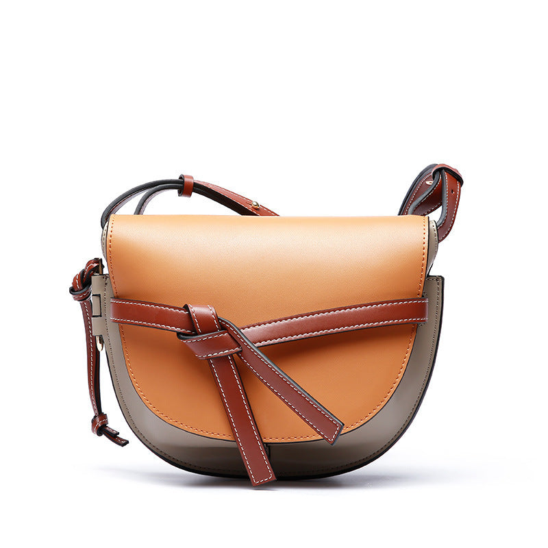 Chic Women’s Two-Layer Cowhide Saddle Bag