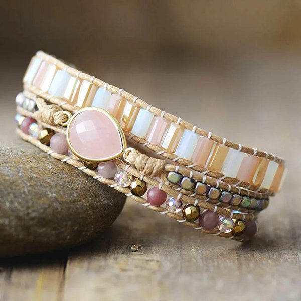 Charming Natural Crystal Rose Quartz Couple Bracelet - Odds & Ends Novelties
