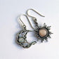 Bohemian Sun & Moon Asymmetric Moonstone Earrings