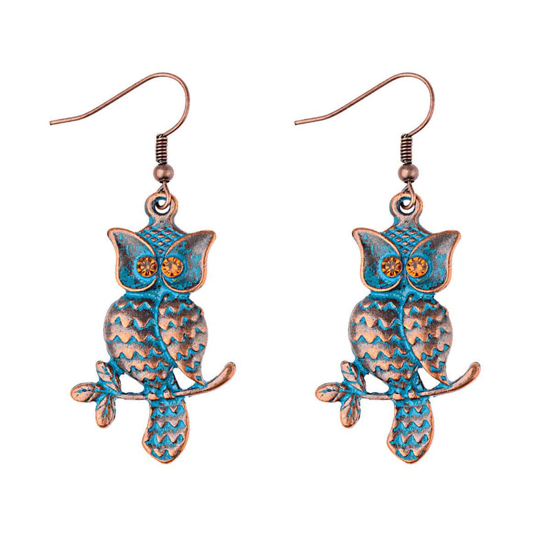 Owl Earrings Vintage Red Alloy Bohemian Style - Odds & Ends Novelties
