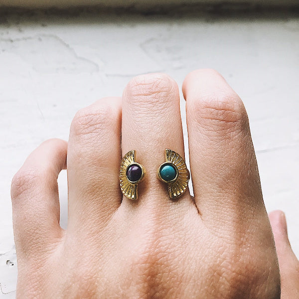 Dawn to Dusk Celestial Two-Stone Sunburst Ring