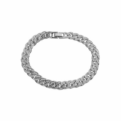 Silver chain bracelet on a white background