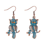 Owl Earrings Vintage Red Alloy Bohemian Style - Odds & Ends Novelties