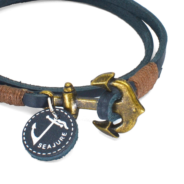 Bracelet with anchor design and 'Seajure' tag on a white background