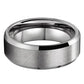 Silver ring with a brushed finish on a white background