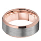 Rose gold and silver ring on a white background