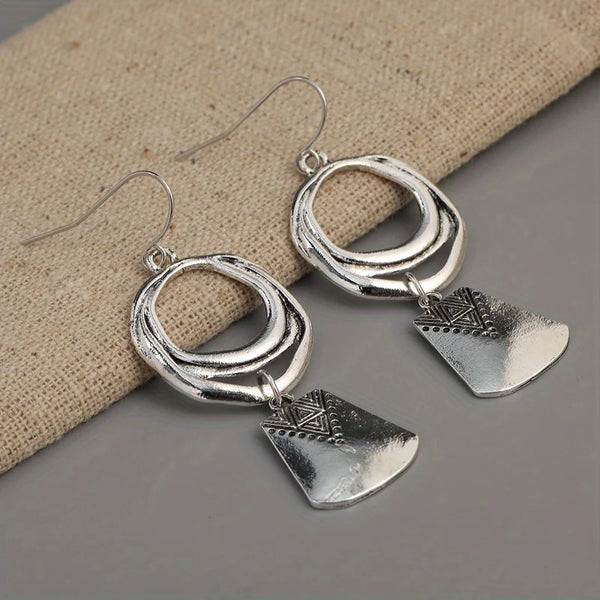 BohoChic Boho Silver Color Dangle Earrings – Bohemian Statement Style - Odds & Ends Novelties