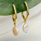 Modern 18k Gold Dangle Pearl Earrings