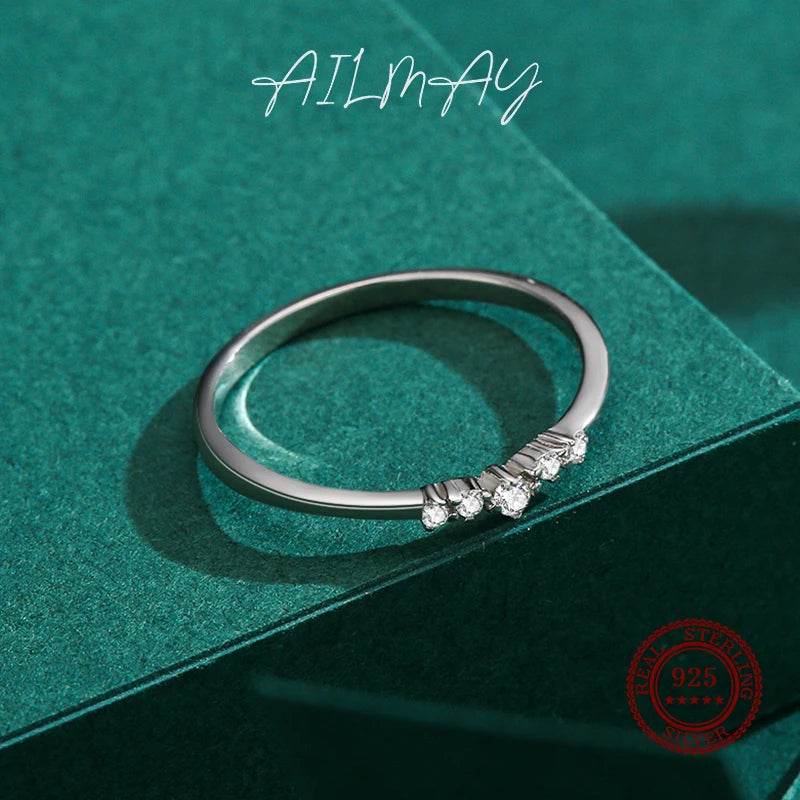 Ailmay New Arrival Simple Cubic Zirconia Fashion Charm 925 Sterling Silver Stackable Rings - Odds & Ends Novelties