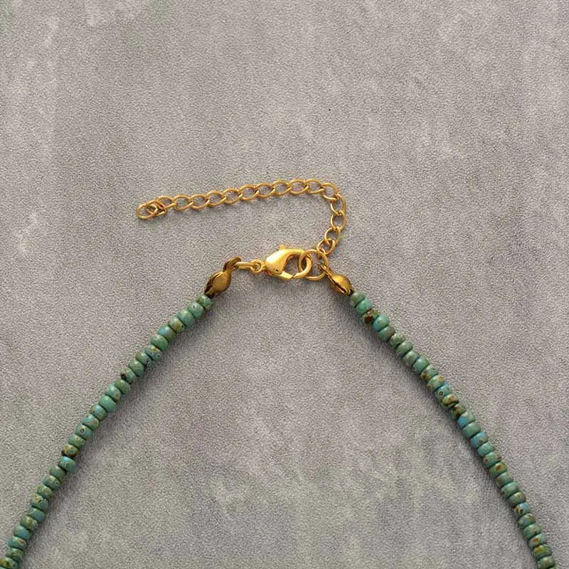 Boho Seed Bead Choker Natural Stone Teardrop Necklace - Odds & Ends Novelties