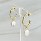 Modern 18k Gold Dangle Pearl Earrings