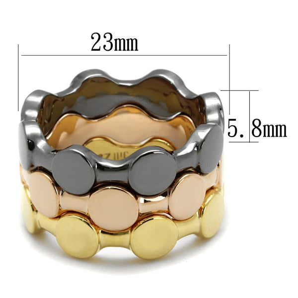 Multicolored ring with measurements on a white background