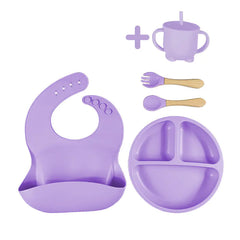 8-Piece Baby Silicone Feeding Set with Plates and Utensils