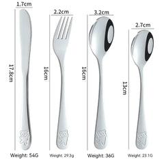 Children's Stainless Steel Cartoon Utensil Set